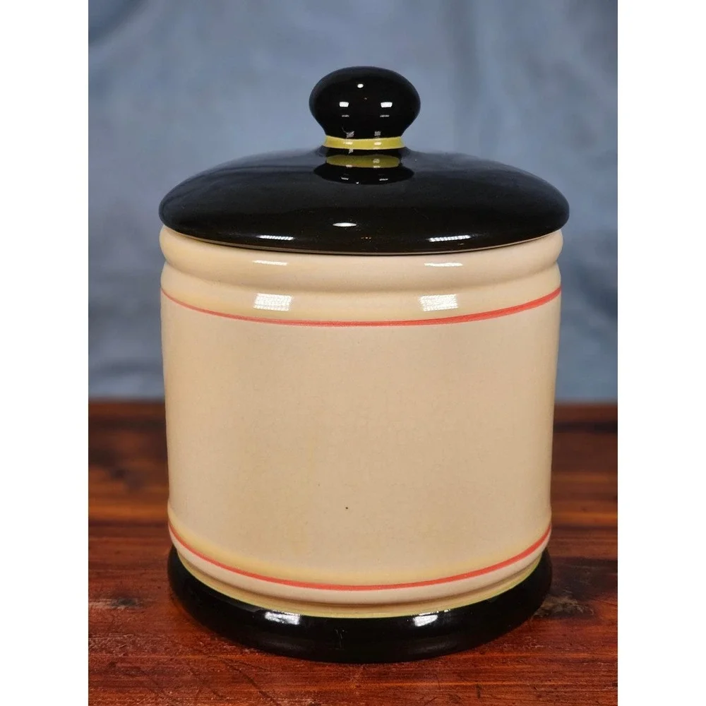 Vintage OGGI Wine Label Ceramic Canister With Lid 7 In